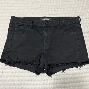 Black Stretch Jean Shorts